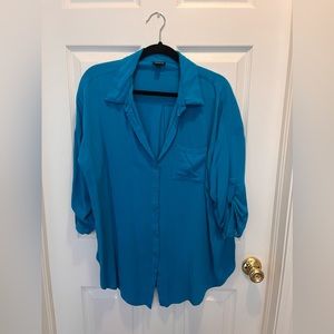 Torrid blue button down relaxed fit.